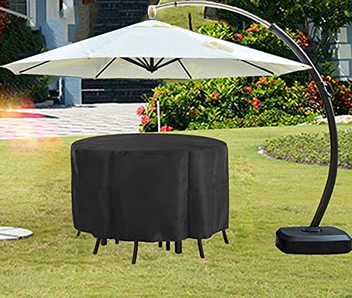 POMER Round Patio Furniture Covers, 72inch Bar Height Table Chair Set Cover Waterproof Outdoor Sectional Sofa Set Covers for Garden Furniture Set - 72" D x 43" H