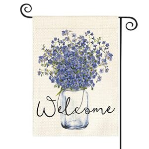 avoin colorlife forget-me-nots flower garden flag 12 x 18 inch double sided, spring summer welcome seasonal holiday rustic yard outdoor flag