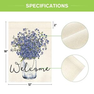 AVOIN colorlife Forget-me-nots Flower Garden Flag 12 x 18 Inch Double Sided, Spring Summer Welcome Seasonal Holiday Rustic Yard Outdoor Flag