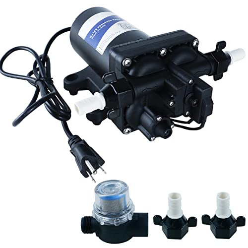 TDRRICH Water Pressure Booster Pump for House，110V RV Water Transfer 5.5GPM 75PSI Self-priming Pump,Diaphragm Power Water Pumps for Boats Inline Garden Hose Lawn Camper Sprinkler Irrigation