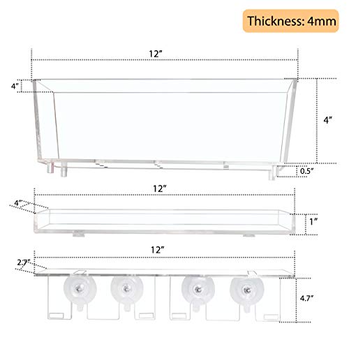 Sumerflos Acrylic Window Planter Box with Drain Tray, Window Plant Shelves with 4 Suction Cup - Detachable Combination for Indoor Outdoor Home Garden Kitchen Planter, Succulents, Herbs - Clear