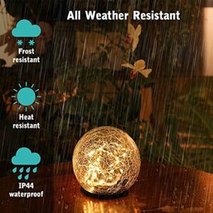 Yiliaw Solar Ball Lights Outdoor, 2 Pack 4.7'' Garden Solar Light, Waterproof Crack Glass Globe Ground Lights for Path, Yard, Patio, Lawm, Outdoor Decoration(Warm White)