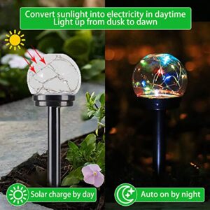 AMWGIMI Solar Lights Pathway Outdoor Solar Garde Stake LED Colour Changing Globe Garden Lights Decorative Yard Art Waterproof for Yard Patio Walkway Landscape (4 Pack)