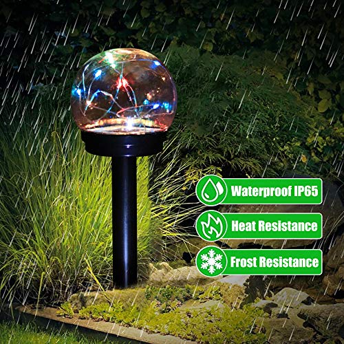 AMWGIMI Solar Lights Pathway Outdoor Solar Garde Stake LED Colour Changing Globe Garden Lights Decorative Yard Art Waterproof for Yard Patio Walkway Landscape (4 Pack)