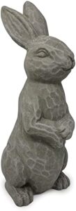 elly décor 14 inch tall standing sculpture for your patio & yard, outdoor lawn décor, cute ceramic figurine garden rabbit bunny statue, gray cement