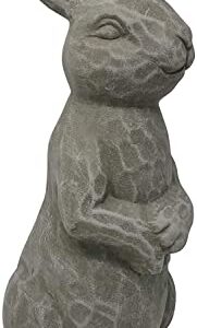 Elly Décor 14 Inch Tall Standing Sculpture for Your Patio & Yard, Outdoor Lawn décor, Cute Ceramic Figurine Garden Rabbit Bunny Statue, Gray Cement