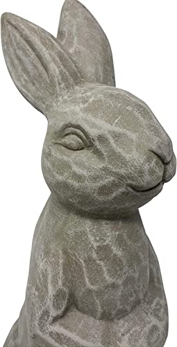 Elly Décor 14 Inch Tall Standing Sculpture for Your Patio & Yard, Outdoor Lawn décor, Cute Ceramic Figurine Garden Rabbit Bunny Statue, Gray Cement