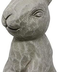 Elly Décor 14 Inch Tall Standing Sculpture for Your Patio & Yard, Outdoor Lawn décor, Cute Ceramic Figurine Garden Rabbit Bunny Statue, Gray Cement