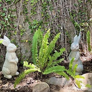 Elly Décor 14 Inch Tall Standing Sculpture for Your Patio & Yard, Outdoor Lawn décor, Cute Ceramic Figurine Garden Rabbit Bunny Statue, Gray Cement