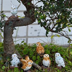 5 Pieces Owls Fairy Garden Miniature Ornaments Mini Animals Resin Figurines for Moss Landscape Bonsai Crafts Home Decor