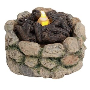 tg,llc treasure gurus miniature stone led light-up firepit fairy garden decor dollhouse accessory