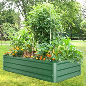 Metal Raised Garden Bed 6x3x1FT, Ohuhu Reinforced Galvanized Steel Raised Garden Boxes with Rustproof Baking Varnish, Heavy Duty Outdoor Planter Box Beds for Growing Vegetables Flowers Herbs Succulent