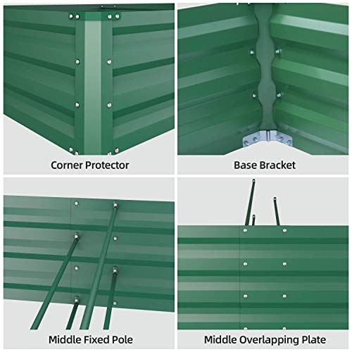 Metal Raised Garden Bed 6x3x1FT, Ohuhu Reinforced Galvanized Steel Raised Garden Boxes with Rustproof Baking Varnish, Heavy Duty Outdoor Planter Box Beds for Growing Vegetables Flowers Herbs Succulent