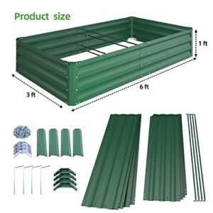 Metal Raised Garden Bed 6x3x1FT, Ohuhu Reinforced Galvanized Steel Raised Garden Boxes with Rustproof Baking Varnish, Heavy Duty Outdoor Planter Box Beds for Growing Vegetables Flowers Herbs Succulent