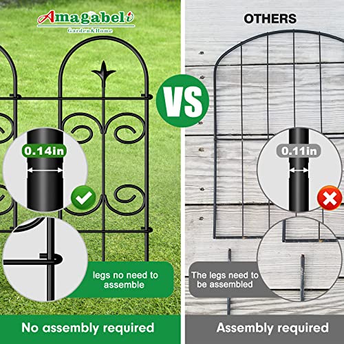 Amagabeli 8 Panels Decorative Garden Fence 10ft (L) x 32in(H) Garden Fencing Animal Barrier for Dog Rustproof Black Iron Border Fence Edging Metal Wire Fencing for Outdoor Patio Vinyl Flower ET046