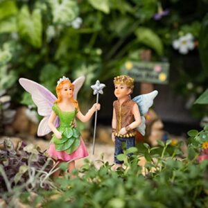 PRETMANNS Fairies for Fairy Garden Outdoor - Fairies for Garden with a Fairy Sign - Small Garden Fairies for Garden - 3 Piece Fairy Garden Kit - Prince & Princess Fairy Garden Fairy Figurines