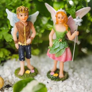 PRETMANNS Fairies for Fairy Garden Outdoor - Fairies for Garden with a Fairy Sign - Small Garden Fairies for Garden - 3 Piece Fairy Garden Kit - Prince & Princess Fairy Garden Fairy Figurines