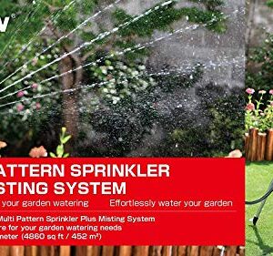 Eden 11530 Multi-Pattern Turbo Gear Drive Metal Tripod Sprinkler Plus Misting System w/Quick Connect Starter Kit, 360 Degree Coverage