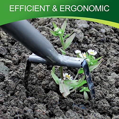 Walensee Mini Action Hoe for Weeding Stirrup Hoe Tools for Garden Hula-Ho with 14- Inch Scuffle Loop Hoe Gardening Weeder Cultivator, Sharp Durable Metal Handle Weeding Rake with Cushioned Grip, Grey