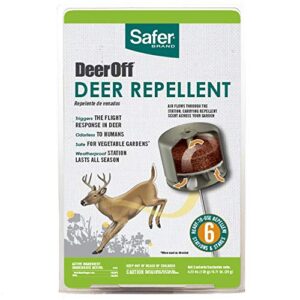 safer 5962 deer-off deer repellent stations – 6 waterproof deer repelling stakes for gardens and lawns – all season protection