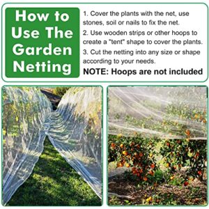 Unves 10'x20' Garden Netting, Mosquito Netting Plant Covers Insect Bird Netting Protection Netting for Vegetable Fruits, Mesh Netting Pest Barrier Protect Garden Plant from Birds Bugs