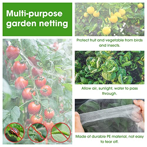 Unves 10'x20' Garden Netting, Mosquito Netting Plant Covers Insect Bird Netting Protection Netting for Vegetable Fruits, Mesh Netting Pest Barrier Protect Garden Plant from Birds Bugs