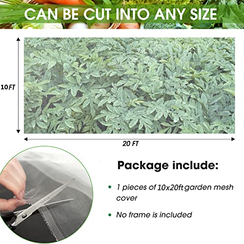 Unves 10'x20' Garden Netting, Mosquito Netting Plant Covers Insect Bird Netting Protection Netting for Vegetable Fruits, Mesh Netting Pest Barrier Protect Garden Plant from Birds Bugs