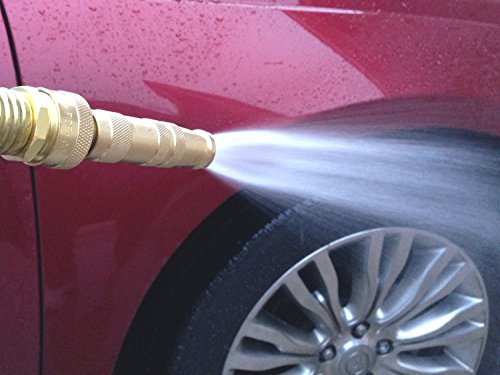 Hose Nozzle High Pressure - Lead-Free Brass for Car Or Garden - Solid Brass - 2 Nozzle Set - Adjustable Water Sprayer from Spray to Jet - Heavy Duty - Fits Standard Hoses - with Gardening E-Book