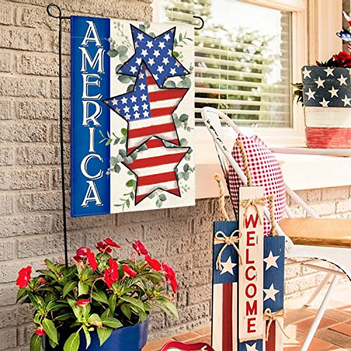 AVOIN colorlife 4th of July Patriotic Garden Flag 12x18 Inch Double Sided Outside, Memorial Day Independence Day American Stars and Stripes Yard Outdoor Decoration
