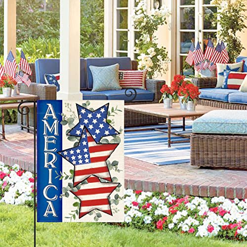 AVOIN colorlife 4th of July Patriotic Garden Flag 12x18 Inch Double Sided Outside, Memorial Day Independence Day American Stars and Stripes Yard Outdoor Decoration