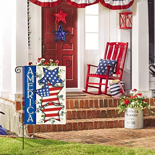 AVOIN colorlife 4th of July Patriotic Garden Flag 12x18 Inch Double Sided Outside, Memorial Day Independence Day American Stars and Stripes Yard Outdoor Decoration