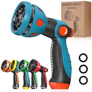 garden hose nozzle – 10 adjustable patterns metal high pressure hose nozzle, garden hose spray nozzle with thumb control design, hose sprayer for garden & lawns watering, cleaning, pets & car washing