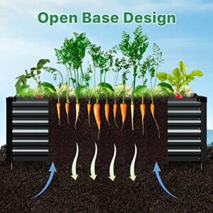 Raised Garden Bed, Galvanized Raised Garden Beds Outdoor for Vegetables Flowers Herbs, Steel Large Deep Root Planter Box, Tall Raised Garden Bed Kit with 1Pc Gloves and Metal Fix Stake, Black 6×3×2FT