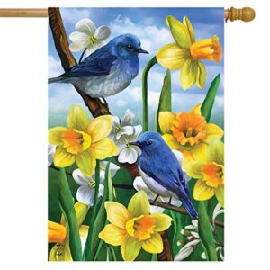 Briarwood Lane Bluebirds and Daffodils Spring House Flag Floral 28" x 40"