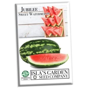jubilee sweet watermelon seeds for planting, 50+ heirloom seeds per packet, (isla’s garden seeds), non gmo seeds, botanical name: citrullus lanatus, great home garden gift