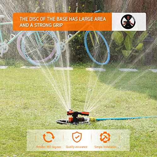 VIVOSUN Garden Sprinkler for Yard with 360 Degree Rotation, Lawn Auto Irrigation System Garden Water Sprinklers with Hose Quick Connect Adapter for Lawn, Plants, Garden Hose Sprinklers Heavy Duty