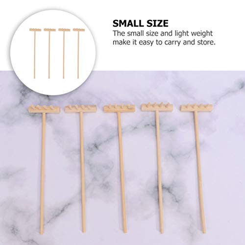 8Pcs Mini Zen Sand Rake Bamboo Rakes Tool Meditation Zen Garden Tools Feng Shui Tabletop Rock Garden Sandbox Kits Japanese Desktop Sand Box Accessories Garden rake 14cm x3. 5cm