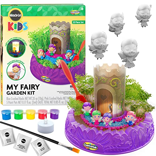 Creative Kids Miracle GRO Fairy Garden DIY Magical to Plant, Grow and Decorate Including LED Bedside Night Light! - Growing Kit & Your Own Gift Age 6+, Multicolor (62851)