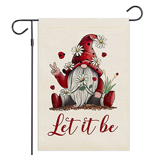 Balgardekor Let it be Garden Flag Vertical Double Sided Red Gnomes Farmhouse Burlap Spring Summer Yard Outdoor Decor Home Decor (12.5 x 18, Let it be)