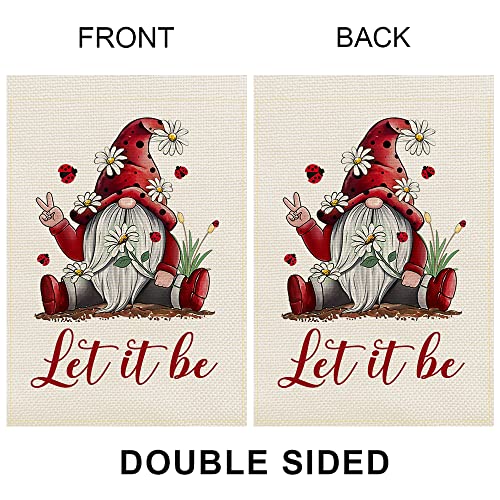 Balgardekor Let it be Garden Flag Vertical Double Sided Red Gnomes Farmhouse Burlap Spring Summer Yard Outdoor Decor Home Decor (12.5 x 18, Let it be)