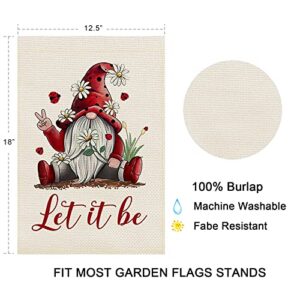 Balgardekor Let it be Garden Flag Vertical Double Sided Red Gnomes Farmhouse Burlap Spring Summer Yard Outdoor Decor Home Decor (12.5 x 18, Let it be)