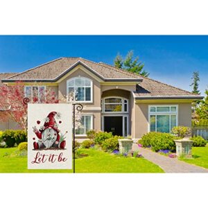 Balgardekor Let it be Garden Flag Vertical Double Sided Red Gnomes Farmhouse Burlap Spring Summer Yard Outdoor Decor Home Decor (12.5 x 18, Let it be)