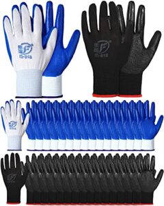 honeydak 36 pairs gardening gloves for men women breathable rubber coated garden gloves men safety work gloves (blue, black)