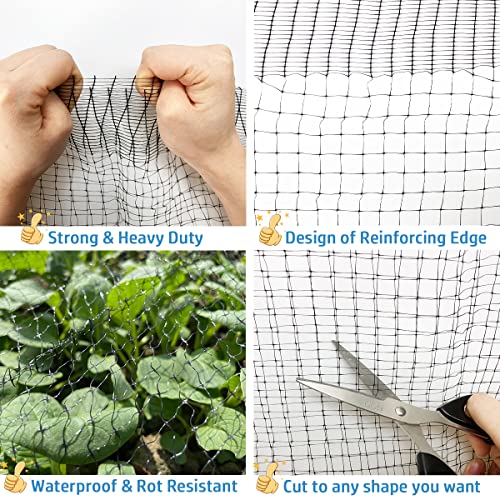 Dafoecheer Bird Netting - 7 x 65 FT Heavy Duty Garden Netting Deer Fence Net for Vegetables, Plant and Fruit Trees Against Birds, Deer and Other Animals