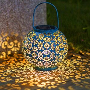 solar big lantern hanging garden outdoor lights metal waterproof led table lamp decorative