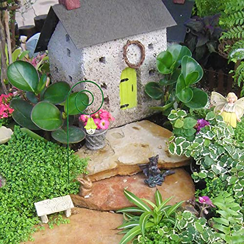 Fairy Garden Accessories - Set of 12 Fairy Garden Lanterns - Miniature Garden Hanging Lantern Flower Style with Shepherds Hook Outdoor Kit