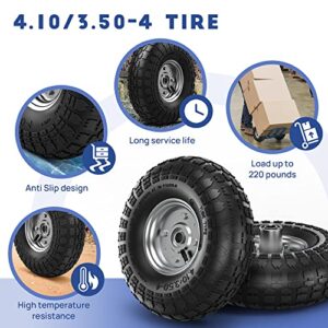 Winisok 4.10/3.50-4 Tire and Wheel Air Filled, 10'' Heavy-duty Pneumatic wheelbarrow wheel Tires Replacement with 5/8'' Axle Bore Hole for Gorilla Carts, Wagon, Garden Carts, Generators (4 Pack)