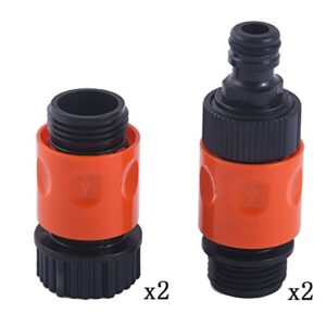 HQMPC 10 Pieces Plastic Garden Hose Connector Garden Quick Connectors 3/4" GHT Female and Male Couplers 3/4" Female Males Male Nipples 2sets(10PCS CONNECTORS)