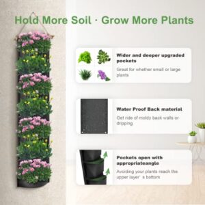 iPower Hanging Vertical Wall Planter 7 Pockets Upgraded Deeper Waterproof Herb Flower Growing Pouch Felt Cloth, for Yard Garden Courtyard Fence Home, Balcony Office Decoration