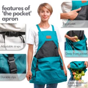 Grace and August Garden apron - Gift the ultimate gardening tool -100% Natural Canvas gardening apron for women with pockets (Coriander)